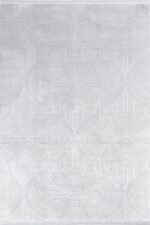 Sateen 6418 Gri - Sanatsal Desenli Açık Gri Halı