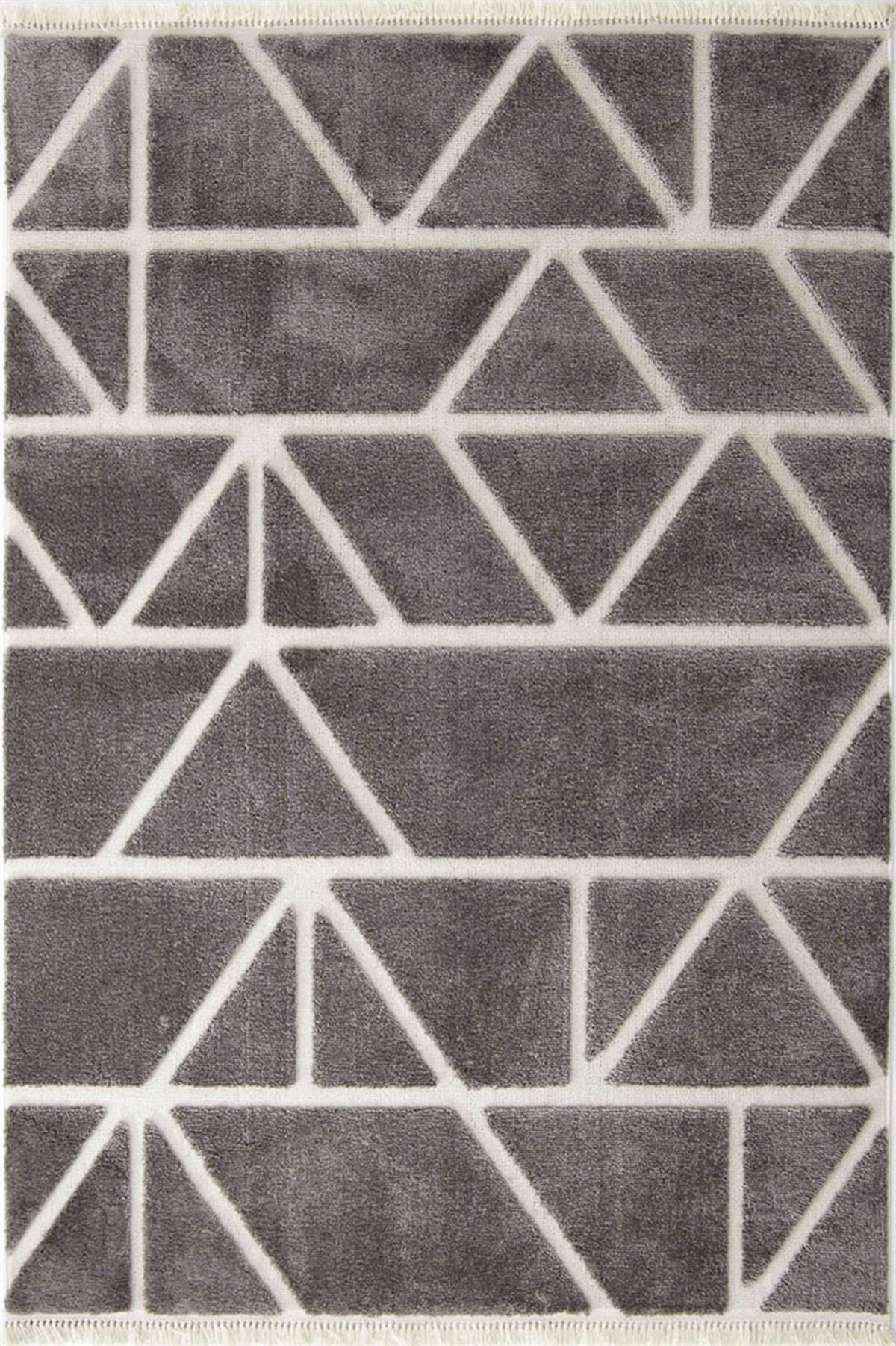 Step 2210 Gri - Üçgen Desenli Modern Gri Halı - Binbirdesen Halı Step 2210 Gri - Üçgen Desenli Modern Gri Halı - Görsel 1