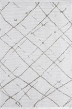 Terrace 8207 Beyaz - Minimalist Beyaz Zeminli İnce Desenli Halı