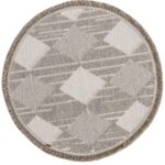 Vega 1458 Gri Daire - Gri Geometrik Desenli Daire Halı