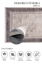 Dora 1902 Gri - Klasik Görünümlü Şık Yemek Odası Halısı - Görsel 2