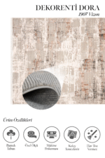 Dora 1907 Vizon - Vizon Renkli Dekoratif Oturma Odası Halısı - Görsel 2