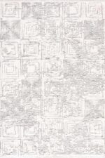 Dora 1908 Beyaz - Kare Desenli Modern Salon ve Oturma Odası Halısı