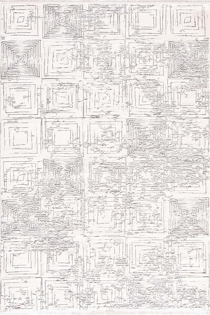 Dora 1908 Beyaz - Kare Desenli Modern Salon ve Oturma Odası Halısı - Binbirdesen Halı Dora 1908 Beyaz - Kare Desenli Modern Salon ve Oturma Odası Halısı - Görsel 1