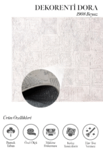 Dora 1908 Beyaz - Kare Desenli Modern Salon ve Oturma Odası Halısı - Görsel 2