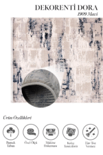 Dora 1909 Mavi - Modern Ev Dekorasyonu İçin Sanatsal Desenli Halı - Görsel 2