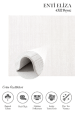 Eliza 4332 Beyaz - Zarif ve Pratik Oturma Odası Halısı - Görsel 2
