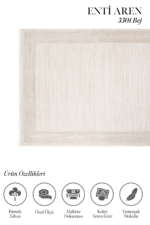 Aren 3301 Bej - Zarif Çerçeve Geçişli Düz Bej Halı - Görsel 2