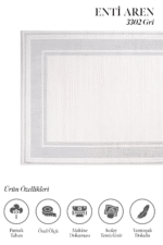 Aren 3302 Gri - Modern Gri Salon Halısı Çizgili Tasarım - Görsel 2