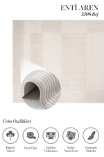 Aren 3306 Bej - Dikey ve Yatay Çizgili Bej Salon Halısı - Görsel 2