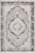 Miras 6803 Gri - Gösterişli Gri Kahve Salon Halısı Vintage Esintili