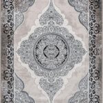 Miras 6804 Gri Siyah - Geleneksel Desenli Gri Siyah Kontrast Halı