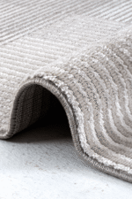 Thema 9414 Gri - Minimalist Çizgi Detaylı Gri Salon Halısı - Görsel 3