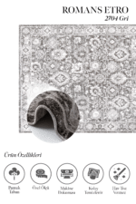 Etro 2704 Gri - Vintage Etkili Gri Tonlarında Modern Halı - Görsel 2