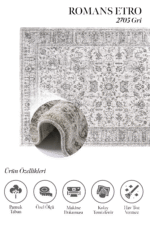 Etro 2705 Gri - Detaylı Desenli Gri Retro Halı Modeli - Görsel 2
