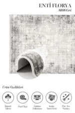 Florya 8108 Gri - Oturma Odası İçin Yumuşak ve Dayanıklı Halı - Görsel 2