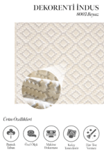 İndus 8003 Beyaz - Kabartma Desenli Beyaz Halı Modeli - Görsel 2