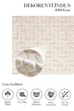 İndus 8006 Krem - Aydınlık ve Ferah Oturma Odası Halısı - Görsel 2