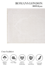 London 9009 Beyaz - Geniş Alanlar İçin Beyaz Klasik Halı - Görsel 2