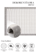 Lora 3212 Gri - Şık ve Düz Desenli Açık Gri Halı Modeli - Görsel 2