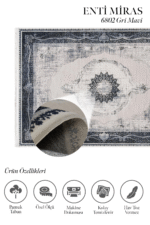 Miras 6802 Gri Mavi - Yumuşak Dokulu Salon & Yatak Odası Halısı - Görsel 2