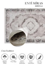 Miras 6803 Gri - Gösterişli Gri Kahve Salon Halısı Vintage Esintili - Görsel 2