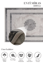 Miras 6808 Gri - Kolay Temizlenir, Soft Dokulu Makine Halı - Görsel 2