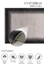 Miras 6816 Gri Mavi - Yumuşak Dokulu Konforlu Salon Halısı - Görsel 2