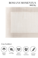 Momentus 9602 Bej - Modern Kenar Desenli Bej Salon Halısı - Görsel 2