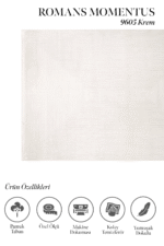 Momentus 9605 Krem - Minimal ve Işıltılı Krem Salon Halısı - Görsel 2