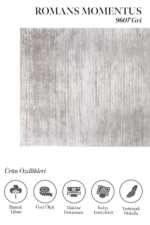 Momentus 9607 Gri - Lüks Yüzey Dokulu Gri Halı - Görsel 2