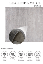 Naturel 1701 Gri - Zarif Dokuya Sahip Gri Renk Halı - Görsel 2