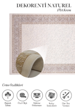 Naturel 1714 Krem - Geniş Bordürlü Krem Kahve Halı Modeli - Görsel 2