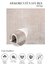 Naturel 1717 Bej - Zarif Dokuya Sahip Bej Renk Halı - Görsel 2