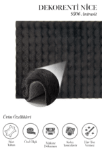 Nice 9306 Antrasit - Yumuşak Dokulu Minimal Antrasit Salon Halısı - Görsel 2