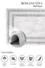 Nita 1202 Gri - Gri Geçişli Modern Çerçeve Tasarımlı Halı - Görsel 2