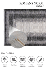 Norm 6217 Gri - Merkez Efektli Gri Tonlu Salon Halısı - Görsel 2