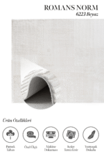 Norm 6223 Beyaz - Beyaz Zemin Üzerinde Dokulu Geometrik Halı - Görsel 2