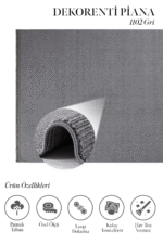 Piana 1102 Gri - Koyu Gri Düz Dokulu Modern Halı - Görsel 2