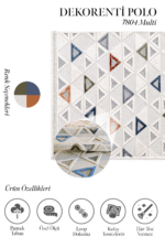 Polo 7804 Multi - Üçgen Desenli Renkli Oturma Odası Halısı - Görsel 2
