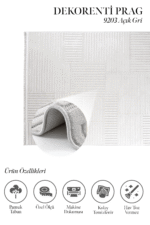 Prag 9203 Açık Gri - Minimal Desenli Modern Açık Gri Halı - Görsel 2