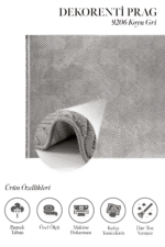 Prag 9206 Gri - Derinlik Katan Koyu Gri Oturma Odası Halısı - Görsel 2