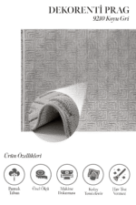 Prag 9210 Koyu Gri - Modern Desenli, Koyu Gri Renkli Salon Halısı - Görsel 2