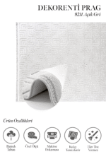 Prag 9211 Açık Gri - Şık Kıvrımlı Deseniyle Açık Gri Halı - Görsel 2