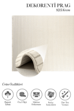 Prag 9213 Krem - Salon ve Oturma Odası İçin Şık Halı Modeli - Görsel 2