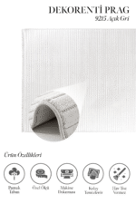 Prag 9215 Açık Gri - Sade Şıklıkta Açık Gri İnce Çizgili Halı - Görsel 2