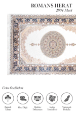 Herat 2804 Mavi- Geleneksel Motifli Göz Alıcı Göbek Deseni - Görsel 2