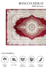 Herat 2805 Kırmızı - Bordo Zeminli Saray Desenli Klasik Halı - Görsel 2