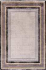 Naturel 1705 Gri Sarı - Çerçeve Desenli Gri Sarı Salon Halısı