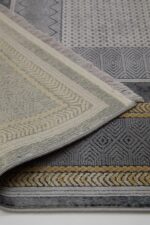 Naturel 1705 Gri Sarı - Çerçeve Desenli Gri Sarı Salon Halısı - Görsel 4